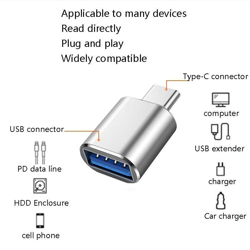 10 PCS USB 3.0 Female to USB-C / Type-C Male OTG Adapter(Grey)