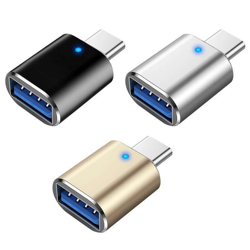 3 PCS USB 3.0 Female to USB-C / Type-C Male OTG Adapter with Indicator Light(Silver)