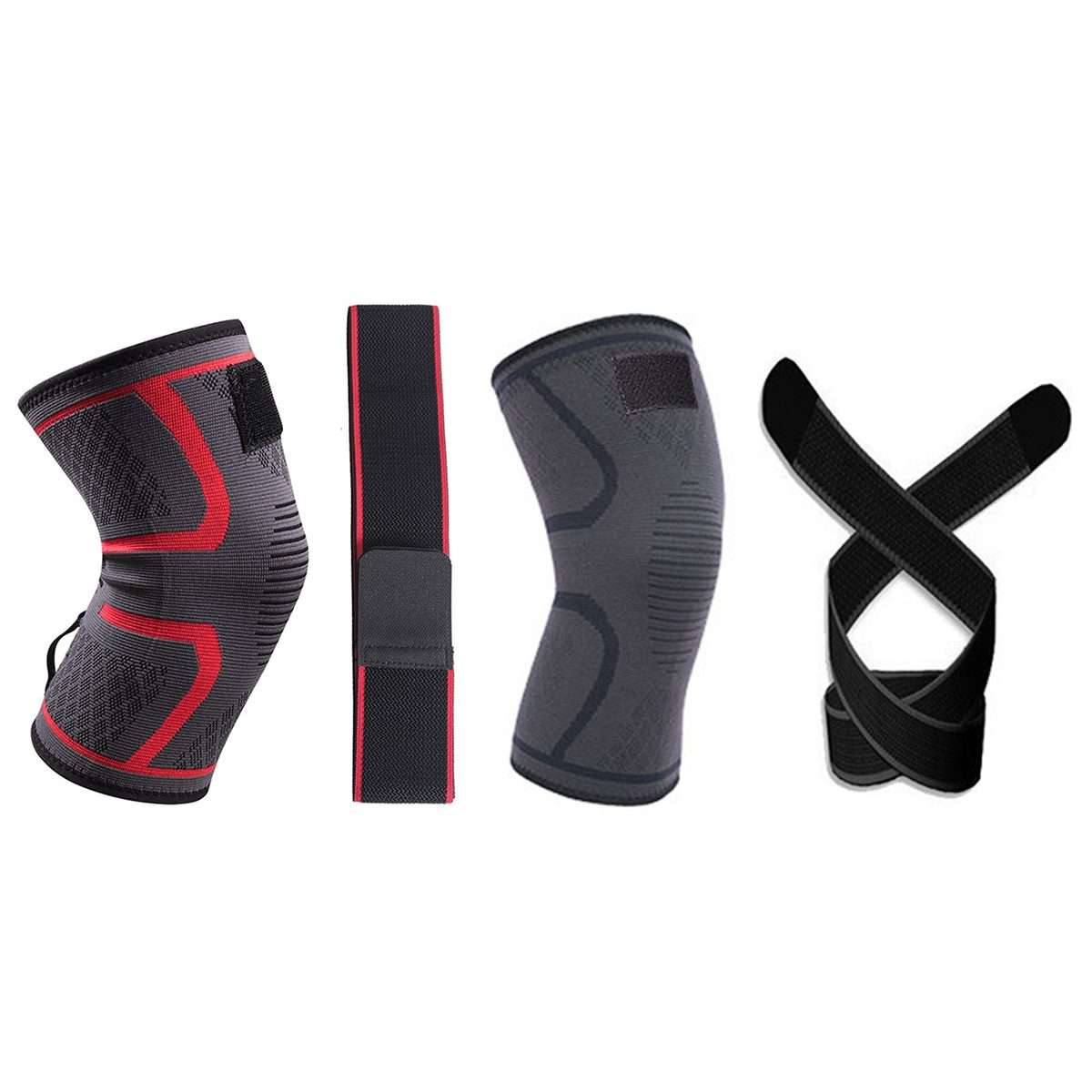 Pressurized Tape Knit Sports Knee Pad, Specification: XXL (Red)