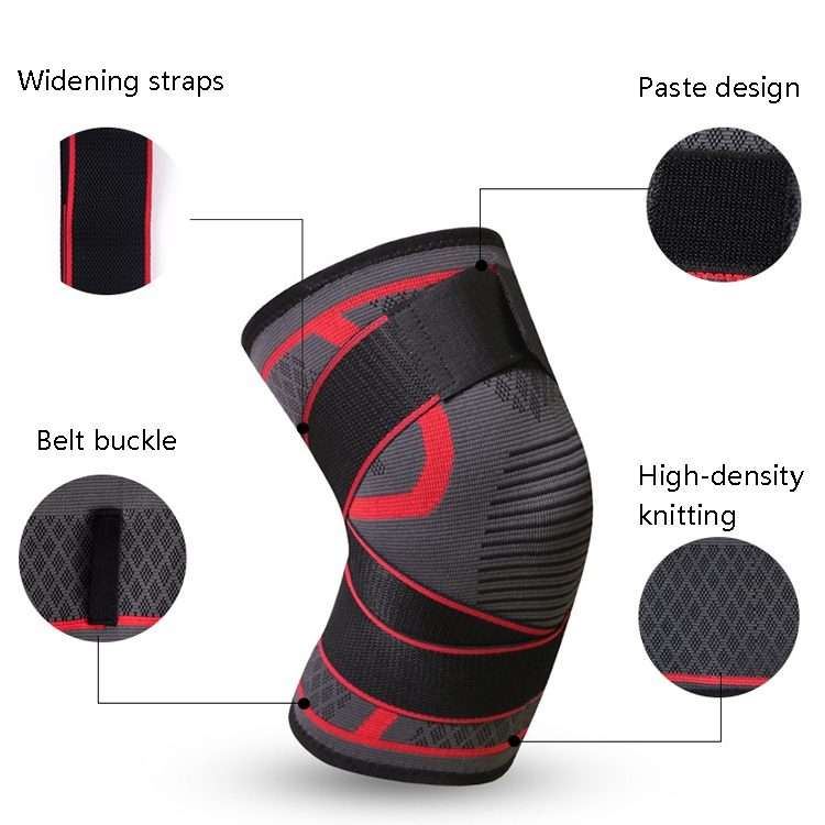 Pressurized Tape Knit Sports Knee Pad, Specification: XXL (Red)