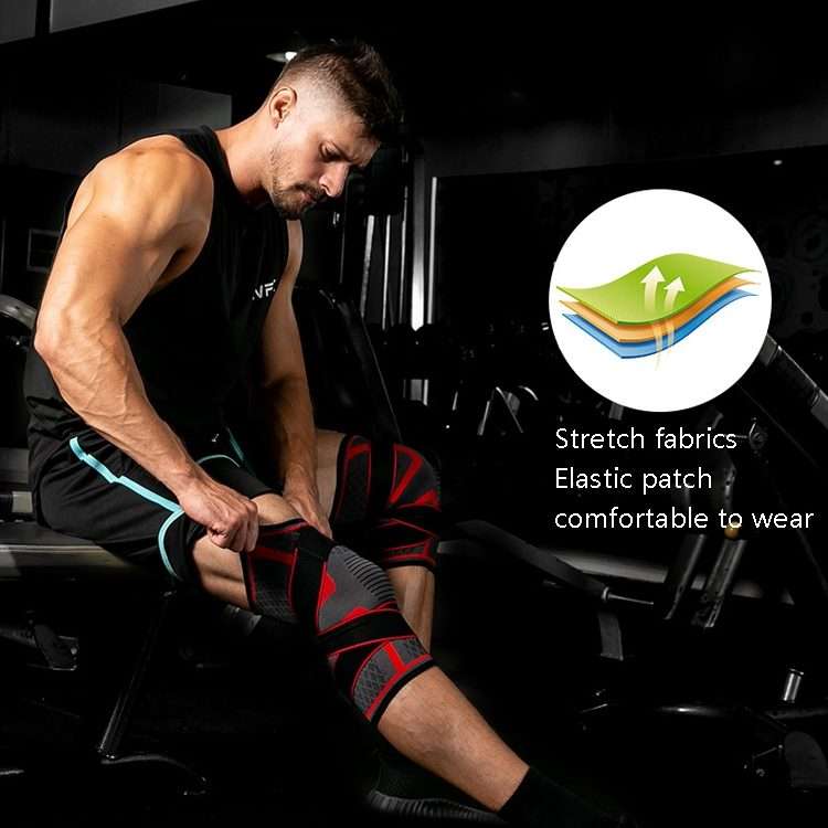 Pressurized Tape Knit Sports Knee Pad, Specification: XXL (Red)