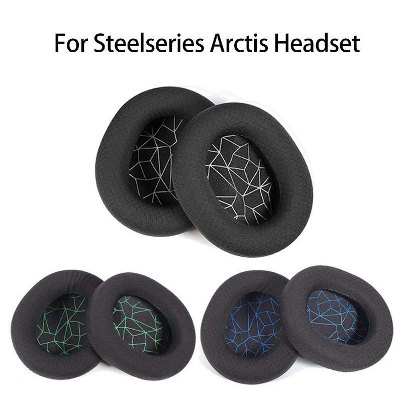 2pcs Sponge Headset Pad for Steelseries Arctis Pro / Arctis 3 / 5 / 7(Blue Print Mesh)