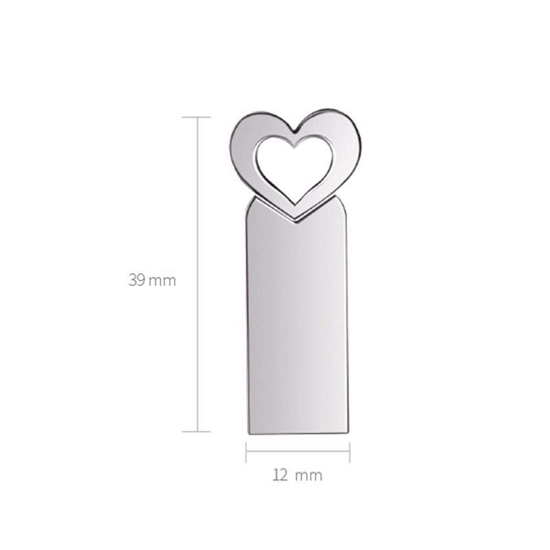 Zshqu2 Heart-Shaped USB 2.0 High Speed Metal USB Flash Drives, Capacity: 4GB(White)