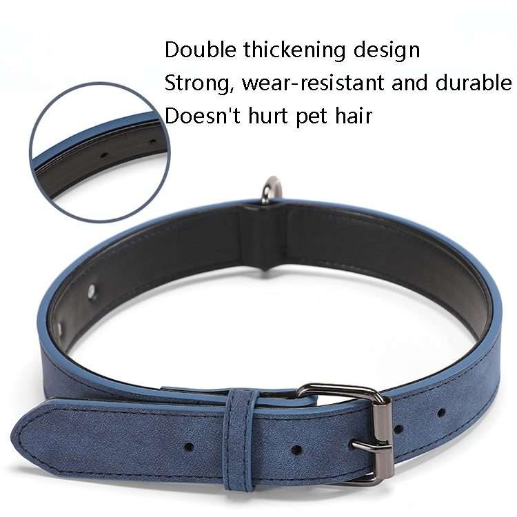 JINMAOHOU Dogs Double-Layer Leather Collar, Specification: L 59x3.2cm(Orange)