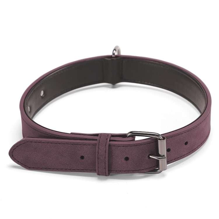 JINMAOHOU Dogs Double-Layer Leather Collar, Specification: L 59x3.2cm(Purple)