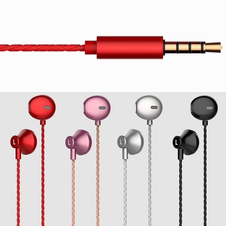 2 PCS TS720 3.5mm Heavy Bass Metal Earbud Wired Earphone(Silver Gray)