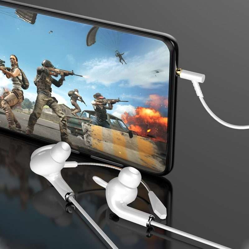 3.5mm Interface Mobile Phone Wire Control Headphones(White)
