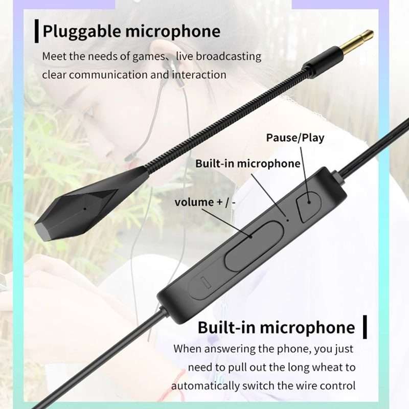 3.5mm Interface Mobile Phone Wire Control Headphones(White)