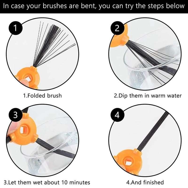 For ECOVACS N79S / DN620 / 500 4pairs Side Brushes+ 6pcs Filters+Roller Brush