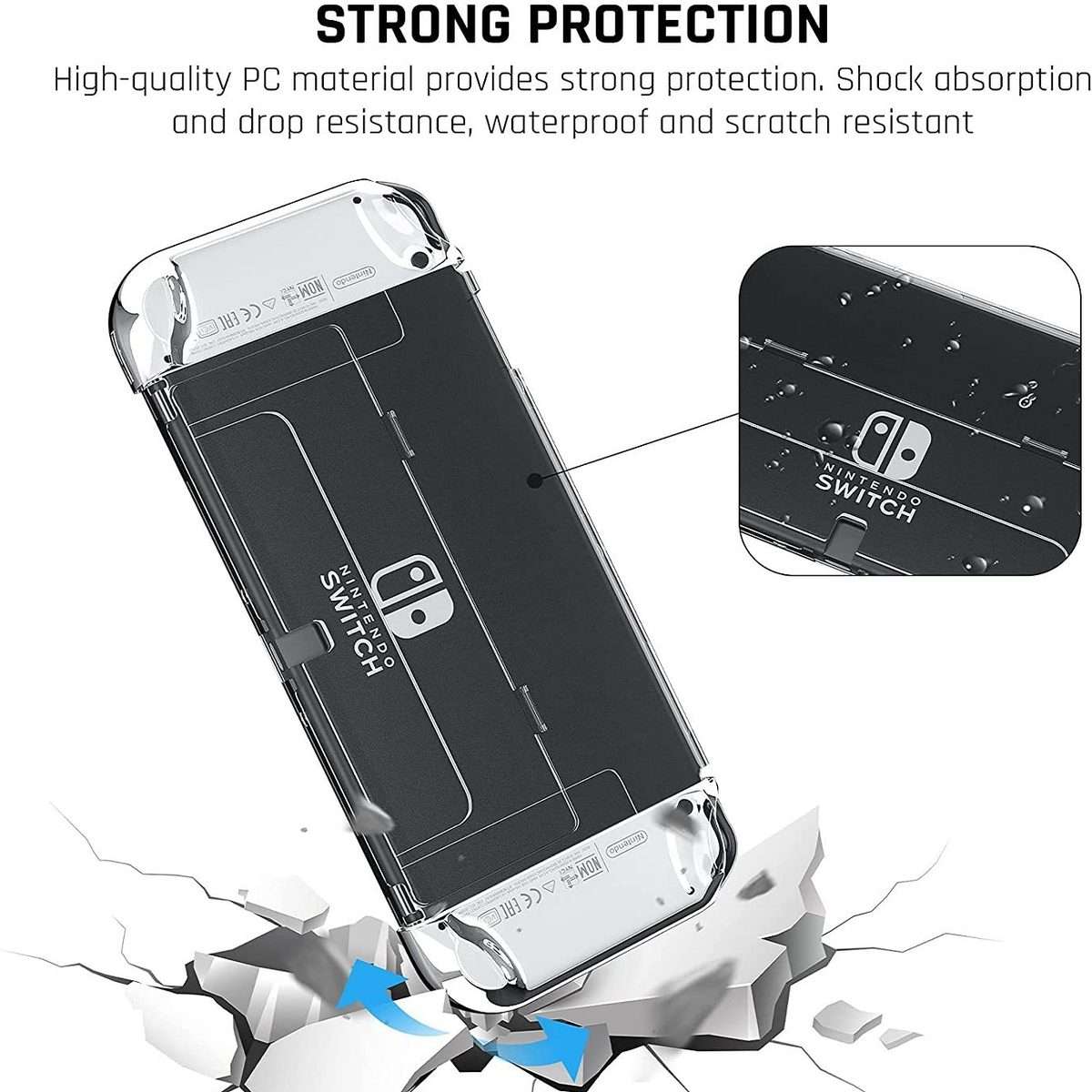 Game Console Crystal Shell Remote Sensing Cap Tempered Film Storage Bag Set For Sw ... (Hand Rope)