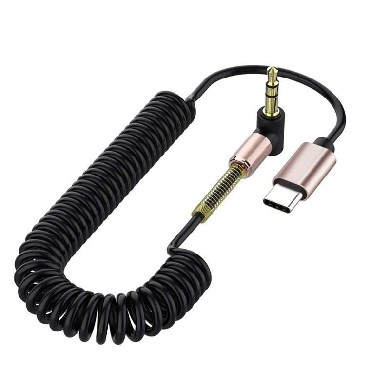 Type-C/USB-C To 3.5mm Male Elbow Spring Car Audio Adapter Cable, Cable Length: 1.5m(Analog Audio)
