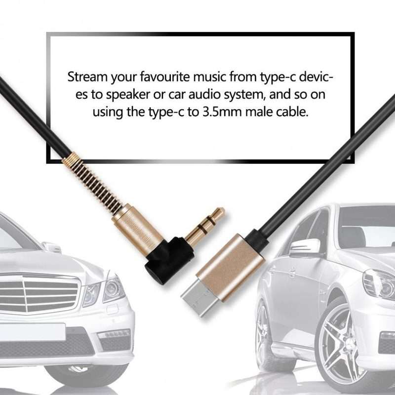 5 PCS Type-c/USB-c To 3.5mm Male Elbow Spring Audio Adapter Cable, Cable Length: 1m(White)