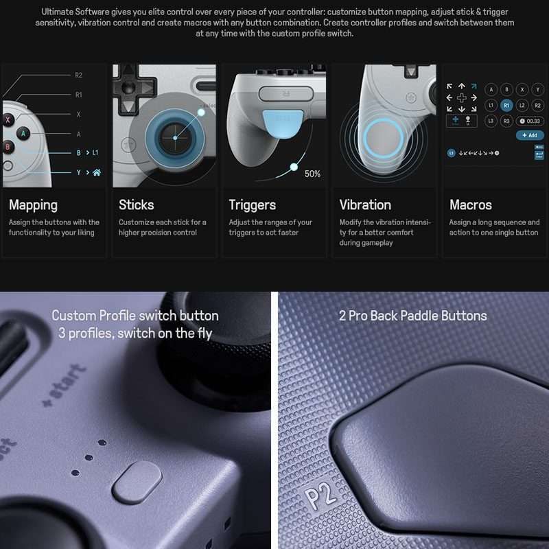 8Bitdo Pro 2 Wired Gamepad For Switch(Gray)