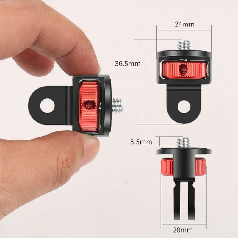 1/4 Inch Screw Converter Tripod Adapter for Sport Camera(Black and Red)