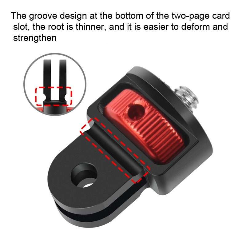 1/4 Inch Screw Converter Tripod Adapter for Sport Camera(Black and Red)
