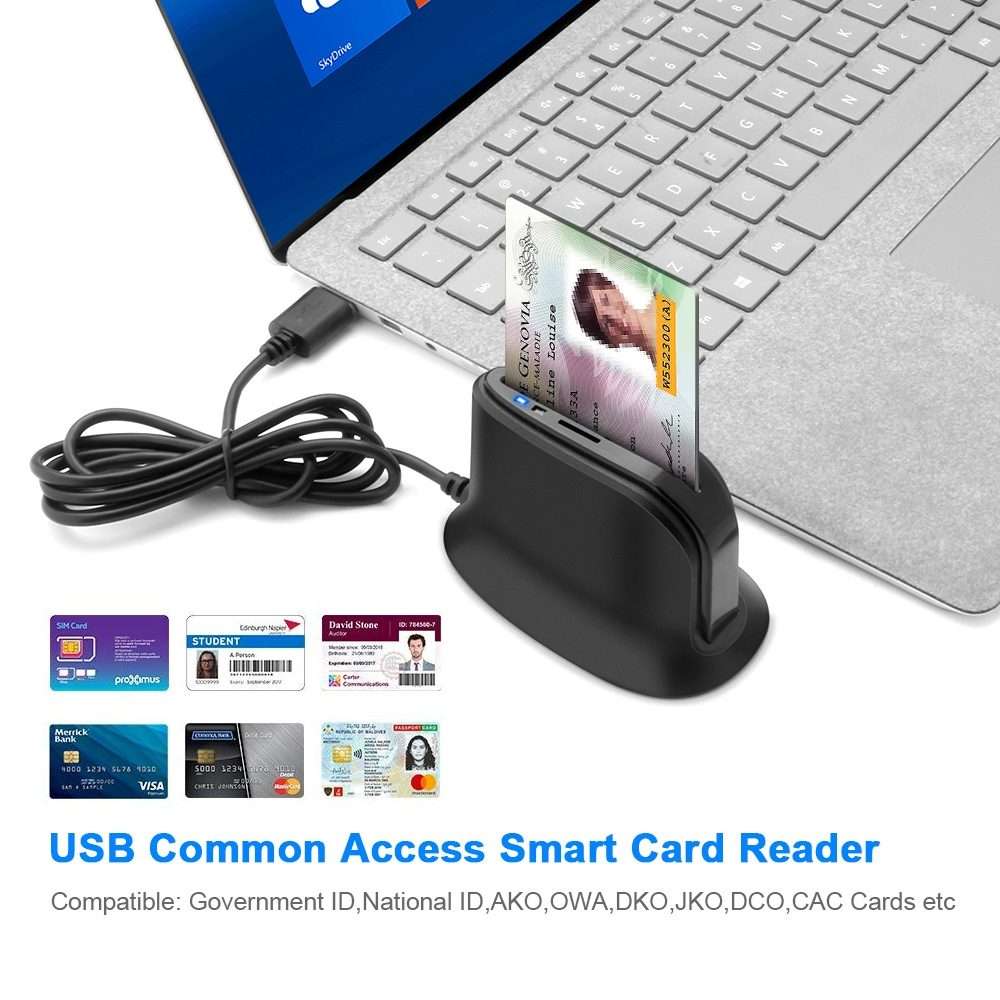 Rocketek SCR812 USB 2.0 Smart Card Reader IC ID CAC TF Card Reader(Black)