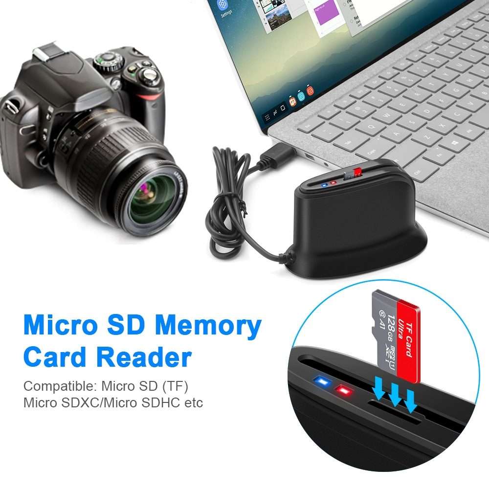 Rocketek SCR812 USB 2.0 Smart Card Reader IC ID CAC TF Card Reader(Black)