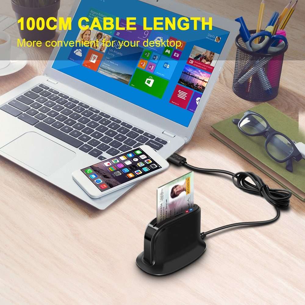 Rocketek SCR812 USB 2.0 Smart Card Reader IC ID CAC TF Card Reader(Black)