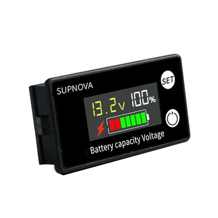 SUPNOVA LCD Color Screen DC Voltmeter Lithium Storage Battery Meter, Style: Alarm + Temperature Ty