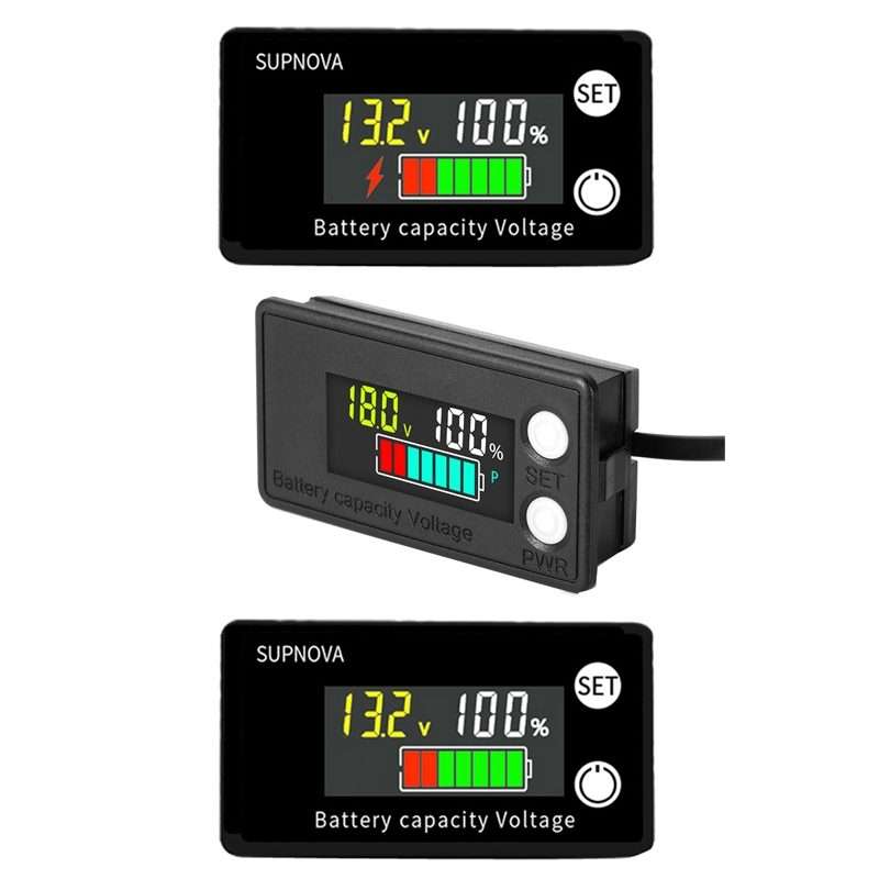 SUPNOVA LCD Color Screen DC Voltmeter Lithium Storage Battery Meter, Style: Alarm + Temperature Ty