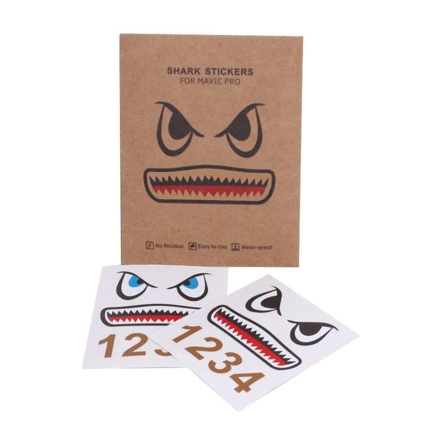 3 Sets Drone Shark Emoticon Body Sticker Battery Sticker(Blue Black)