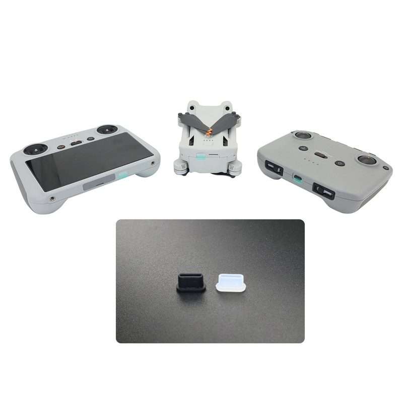 2 Sets Drone Body Remote Control Charging Port Dust Plug for DJI Mini 3 Pro(Transparent)