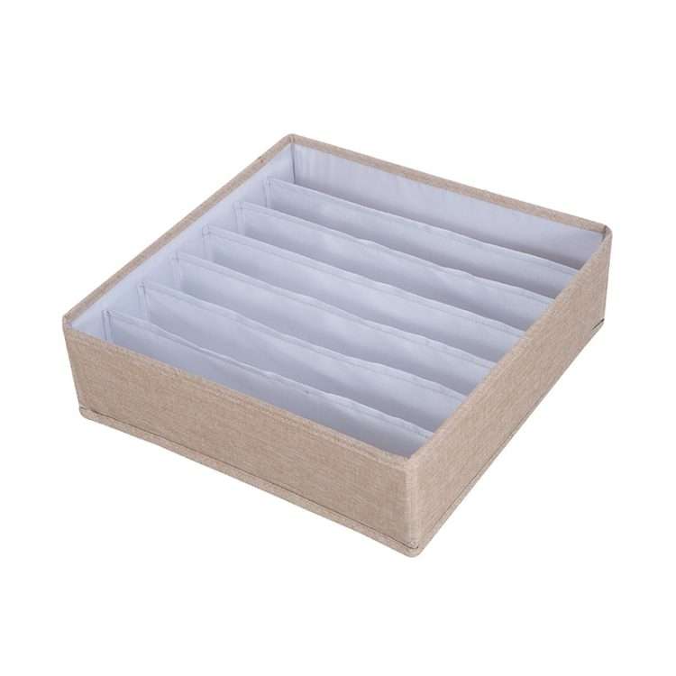 Foldable Drawer Clothes Storage Box, Spec: 7 Grids (Linen)