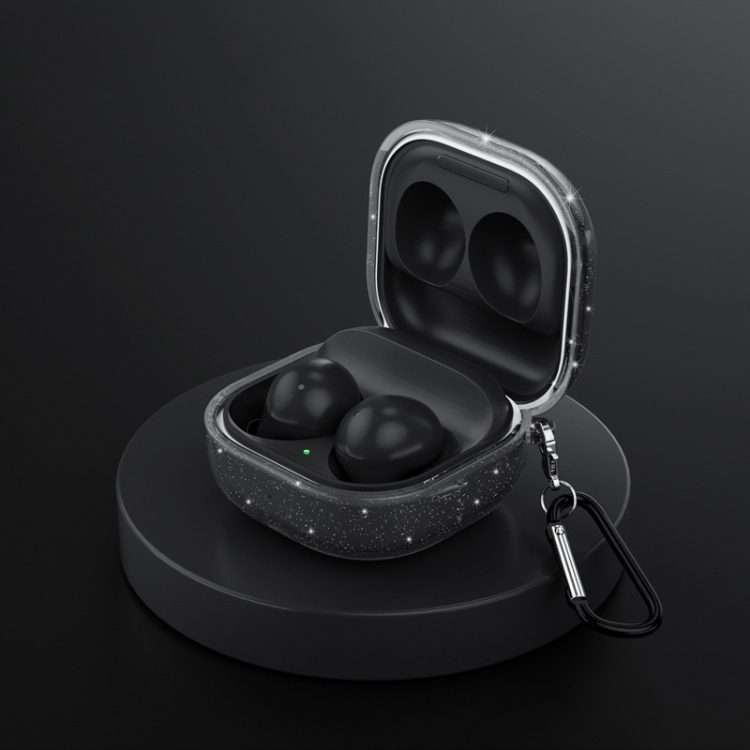 Bluetooth Earphone TPU Flash Powder Protective Case For Samsung Galaxy Buds2/P ... (Glitter Black)