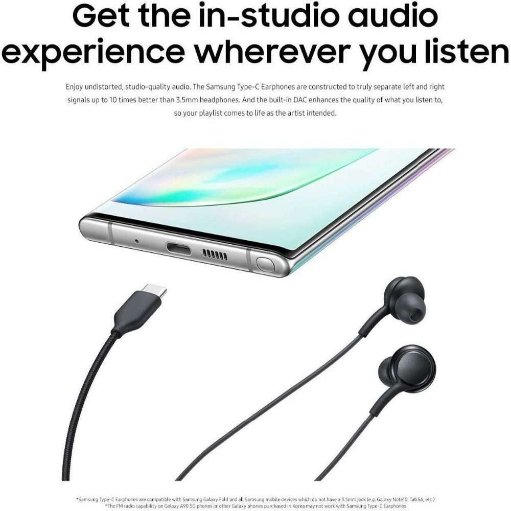 115 Type-C Digital Chip Wire-controlled Headphones For Samsung Note 10 (Black)
