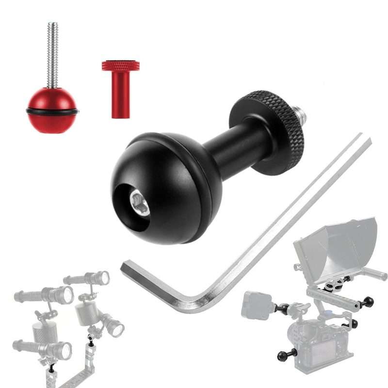 Ball Head Adapter Adjustable Screw Fixed Mount Camera Underwater Diving Photo ... (1/4 Inch Black)
