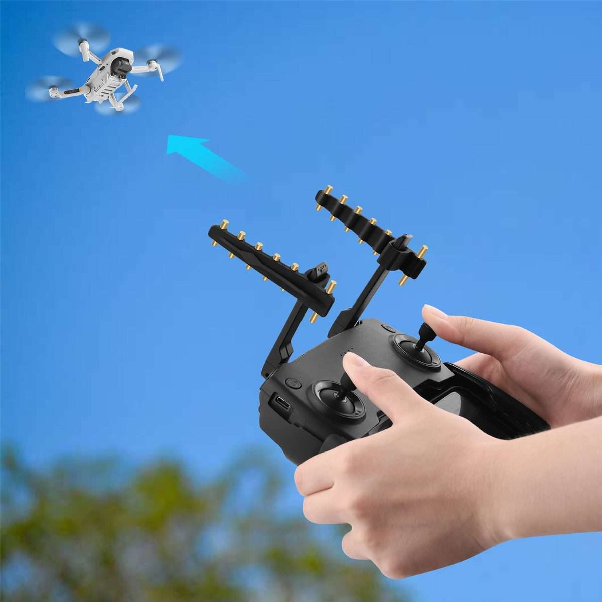 BRDRC Antenna Range Extender Signal Amplifier For DJI Mini SE/MAVIC 2/Pro/Air(Black Copper)