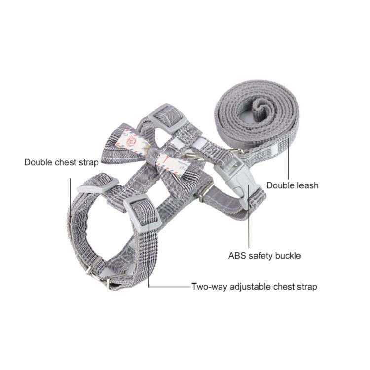 Bow-knot Anti-breakaway Adjustable Cat Leash L(Grey)