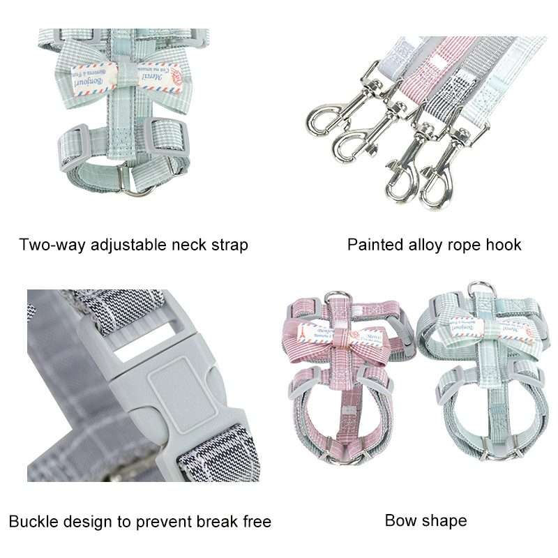 Bow-knot Anti-breakaway Adjustable Cat Leash L(Grey)