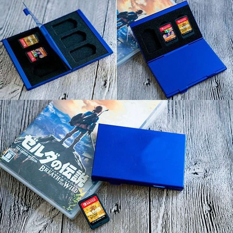 Game Card Storage Aluminum Alloy Organizer Pack For Nintendo Switch(Blue)