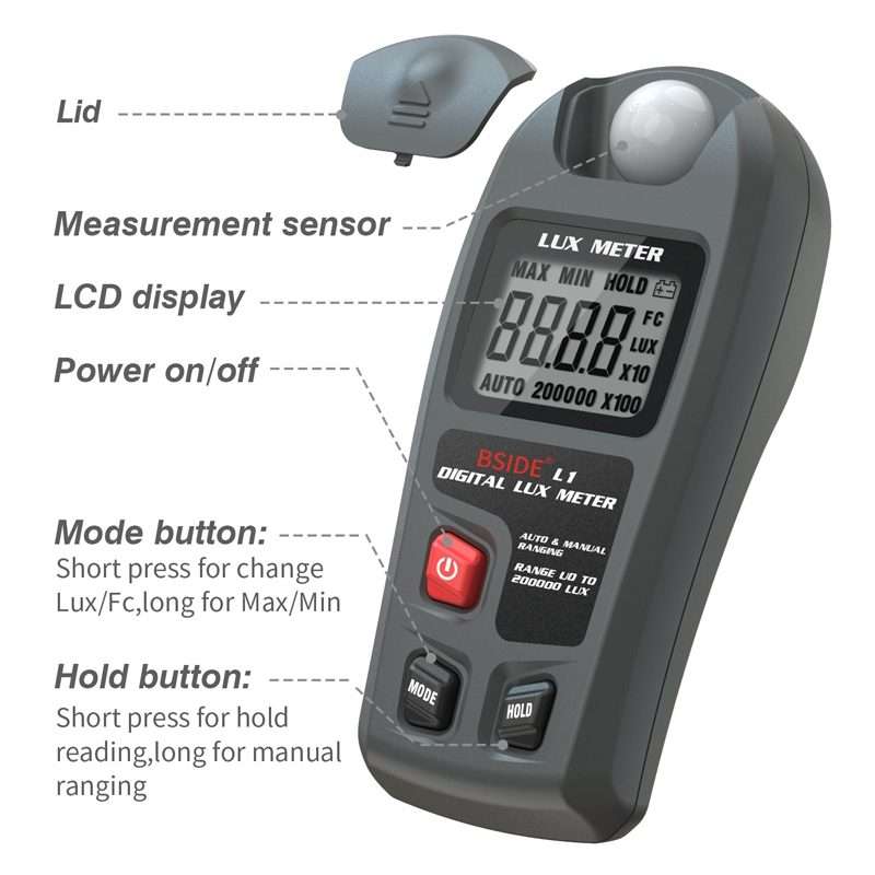 BSIDE L1 High Precision Digital Illuminance Meter Light Meter Without Battery