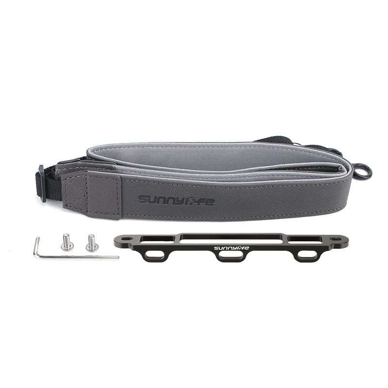 Sunnylife MM3-GS389 For Mini 3 Pro DJI RC with Screen Remote Control Leather Lanyard(Black Gray)