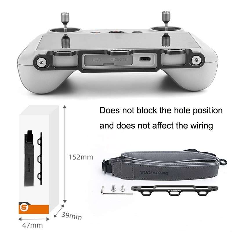 Sunnylife MM3-GS389 For Mini 3 Pro DJI RC with Screen Remote Control Leather Lanyard(Black Gray)