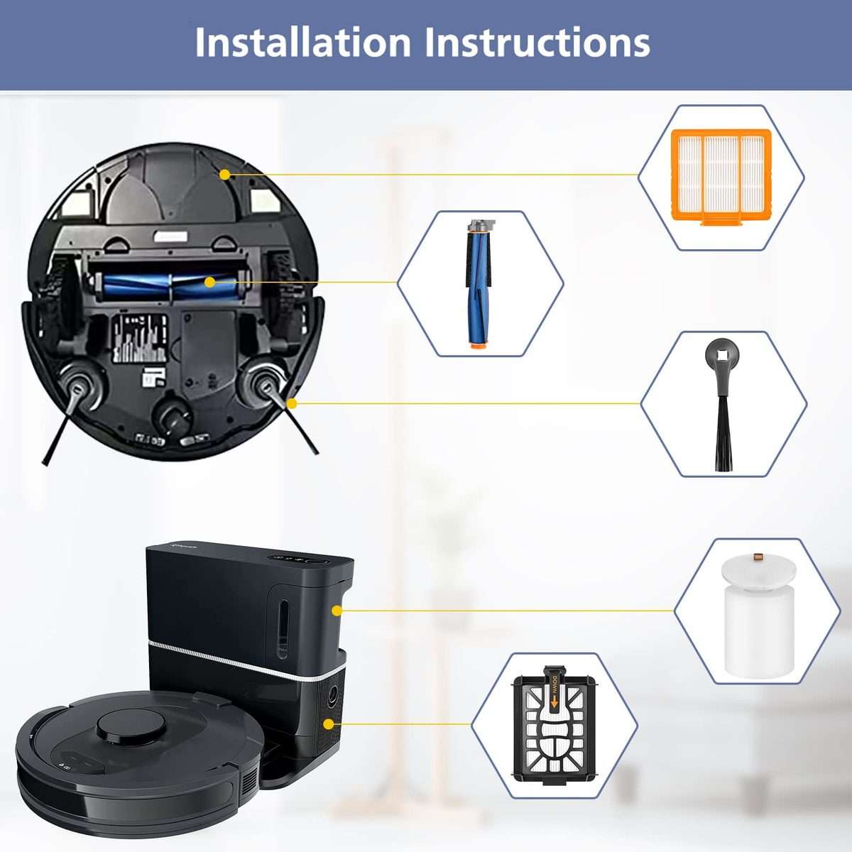 For Shark AI AV2501AE / AV2502AE Robot Vacuum Accessories Black Filter