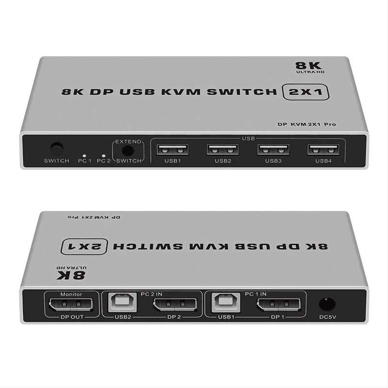 8K KYSW59 60HZ DP USB KVM Switch 2-in-1 Computer Sharing Device