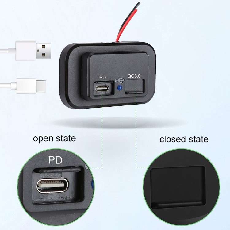 18W QC3.0 Fast Charge PD Car RV Boat Charger(Black)