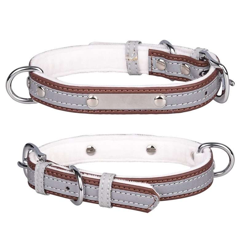 CL181K Pet Soft Reflecting Collar, Size: L(Velvet Bottom Brown)