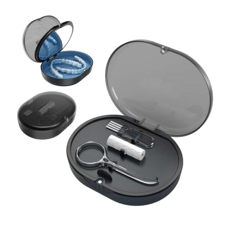 Magnetic Braces Holder Beauty Mirror Storage Box With Chewing Glue(Black)