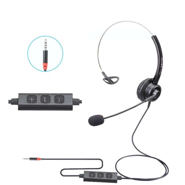VT200 Single Ear Telephone Headset Operator Headset With Mic,Spec: 3.5mm Single Plug With Answer K