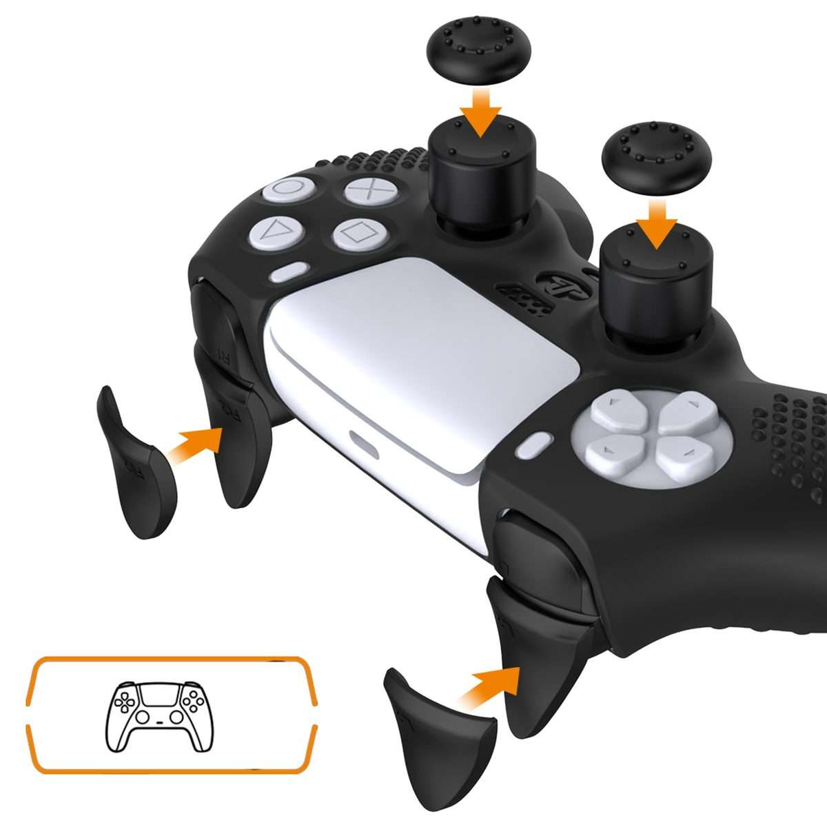 For PS5 Game Controller Joystick Cap Silicone Protective Cover Kit Dustproo ... (Black Polka Dots)