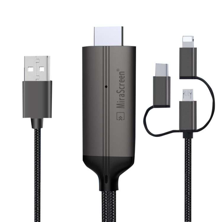 LD36 8 Pin + Micro USB + Type-C / USB-C to HDMI 1080P HDTV Dongle Cable, Plug And Play HDMI With S