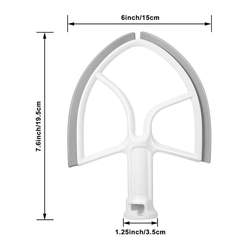For KitchenAid 5QT Bowl-Lift Stand Mixers Plastic Flat Beater Paddle With Silicone Edges