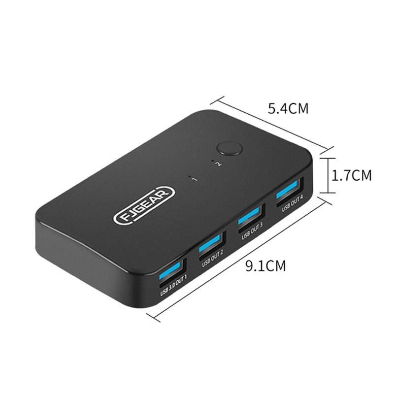 FJGEAR2 FJ-U302 3 In 2 Out USB Shared Shared Switch Expander With Desktop Controller Cable