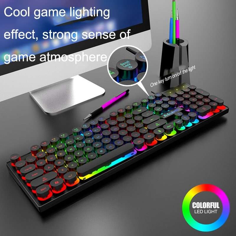 K-Snake K4 104 Keys Glowing Game Wired Mechanical Feel Keyboard, Cable Length: 1.5m, Style: Mixed