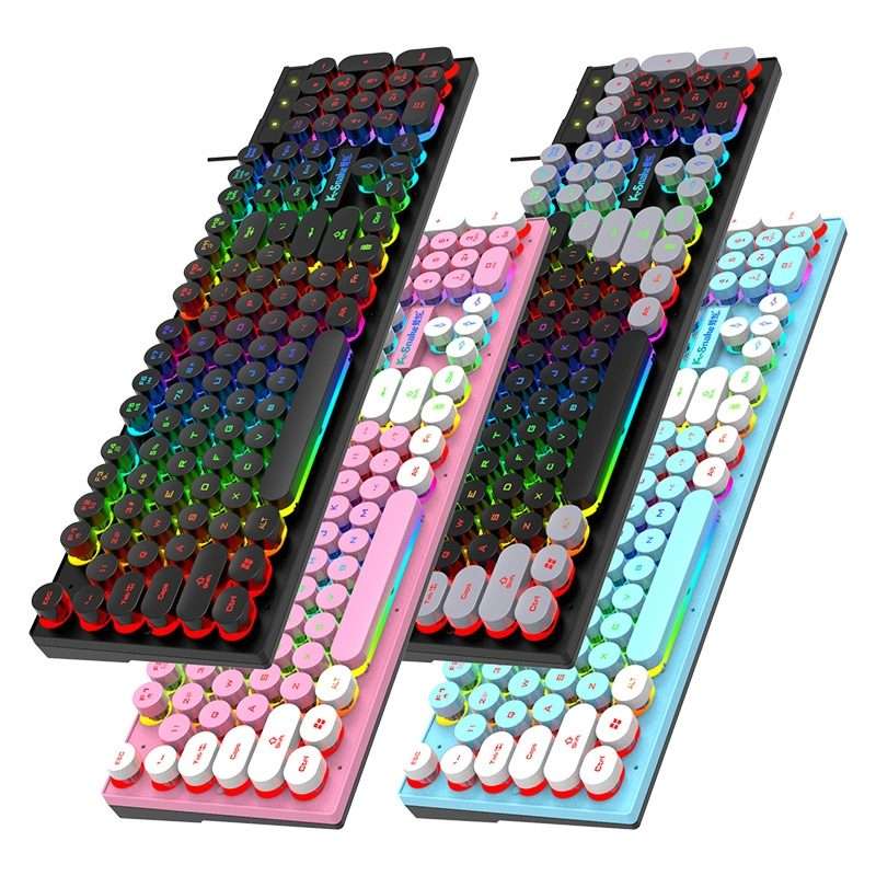 K-Snake K4 104 Keys Glowing Game Wired Mechanical Feel Keyboard, Cable Length: 1.5m, Style: Mixed