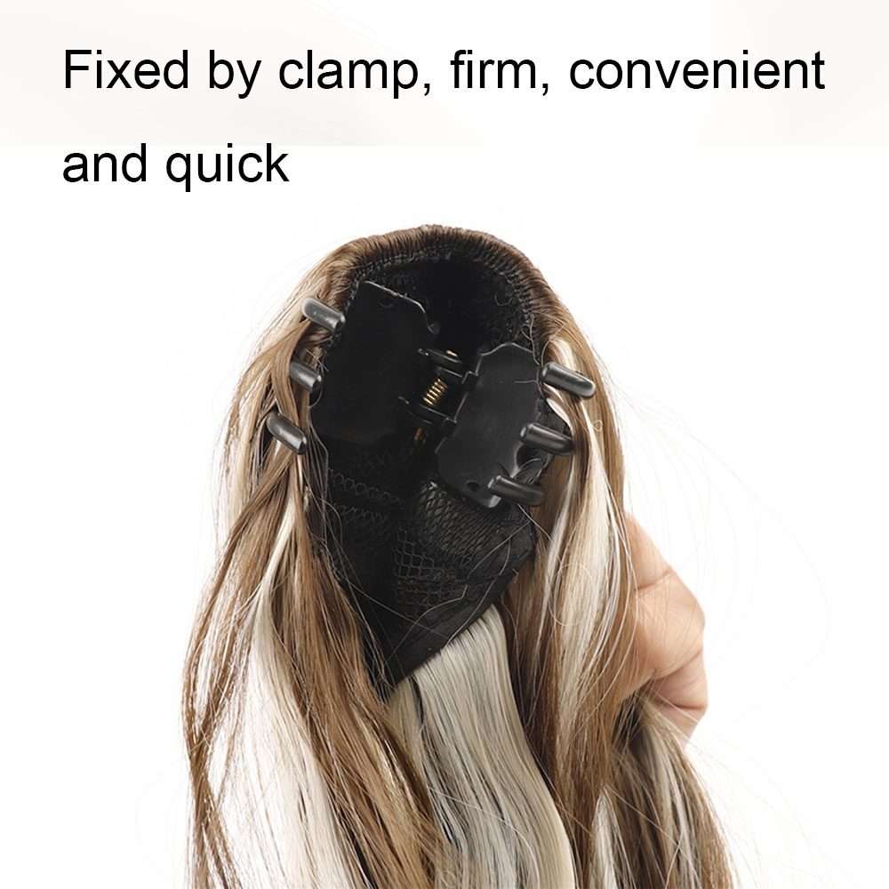 P96 Clip-On Wig Long Ponytail Water Ripple Long Curly Wig(22)
